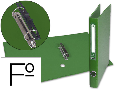 [2025074] LIDERPAPEL - CARPETA DE 2 ANILLAS 25MM MIXT AS FOLIO FORRADO PAPERCOAT CON OLLAO Y TARJETERO COMPRESOR PLASTICO VERDE (Ref.AY16)