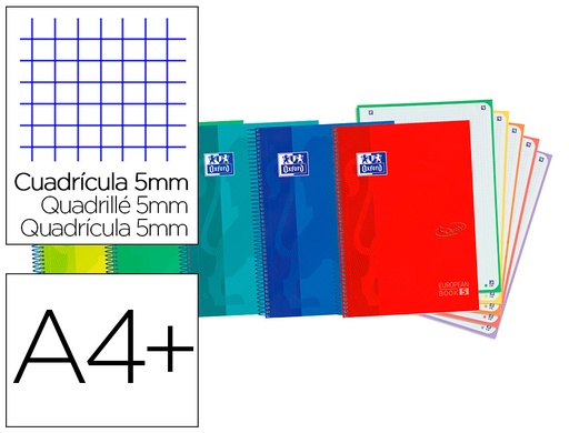 [9064890] OXFORD - Cuaderno EBOOK5 A4 TAPA EXTRADURA 120 HOJAS 5X5 SOFT TOUCH SURTIDO (Ref.400075563)