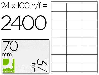 [2025207] Q-CONNECT - ETIQUETA ADHESIVA TAMAÑO 70X37 MM FOTOCOPIADORA LASER INK-JET CAJA CON 100 HOJAS DIN A4 (Ref.KF10647)
