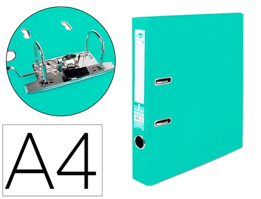[2079698] LIDERPAPEL - ARCHIVADOR DE PALANCA A4 DOCUMENTA FORRADO PVC CON RADO LOMO 52 MM VERDE CLARO COMPRESOR (Ref.AZ81)