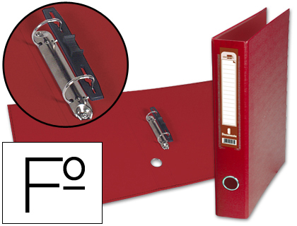 [2025079] LIDERPAPEL - CARPETA DE 2 ANILLAS 40MM MIXT AS FOLIO FORRADO PAPERCOAT CON OLLAO Y TARJETERO COMPRESOR PLASTICO ROJO (Ref.AY10)