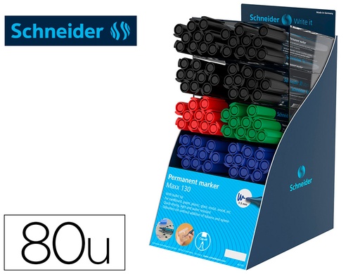 [2162918] SCHNEIDER - Rotulador maxx 130 permanente punta redonda 1-3 mm reciclado 95% exp.80 unidades stdas. 218x315x168 mm (Ref. SH304922)