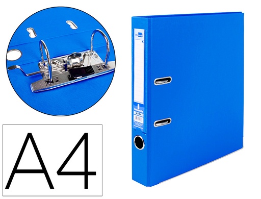 [2032059] LIDERPAPEL - ARCHIVADOR DE PALANCA A4 DOCUMENTA FORRADO PVC CON RADO LOMO 52MM AZUL COMPRESOR METALICO (Ref.AY04)