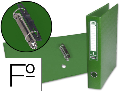 [2025078] LIDERPAPEL - CARPETA DE 2 ANILLAS 40MM MIXT AS FOLIO FORRADO PAPERCOAT CON OLLAO Y TARJETERO COMPRESOR PLASTICO VERDE (Ref.AY11)