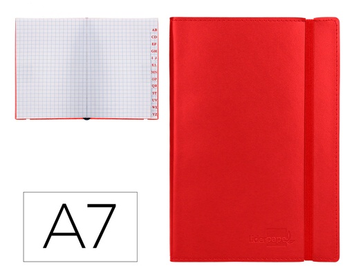 [2037498] LIDERPAPEL - LIBRETA SIMIL PIEL A7 120 HOJAS 70G/M2 INDICE ROJO (Ref.LG09)