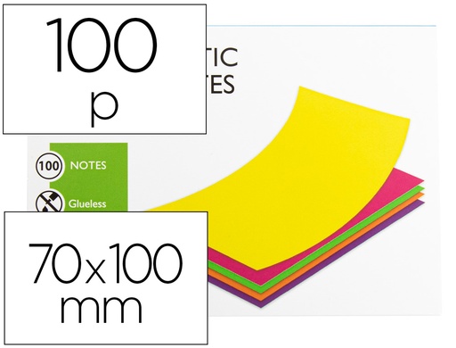 [2155148] Q-CONNECT - Bloc de notas electrostaticas quita y pon 70x100 mm 100 hojas 5 colores fluorescentes (Ref. KF14524)
