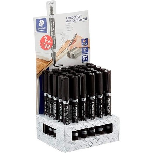 [9940436] STAEDTLER - MARCADOR PERMANENTE 348 LUMOCOLOR DUO CONICO NEGRO EXPOSITOR de 30 (Ref.348-9 CA30)