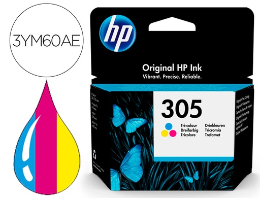 [9160141] HP ( HEWLETT PACKARD ) - Ink-jet 305 deskjet 1210 / 1212 / 1255 / 2732 / 2752 / 4155 / 4158 envy 6020 / 6052 /6055 / 6420 tricolor 100 (Ref. 3YM60AE)