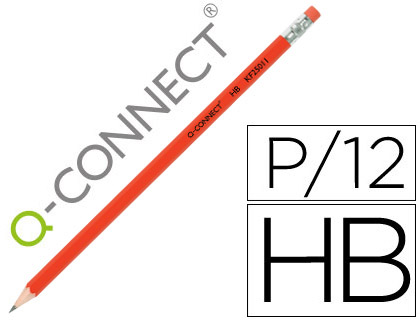 [2077884] Q-CONNECT - LAPICES DE GRAFITO HEXAGONAL CON GOMA N.2 HB (Ref.KF25011)