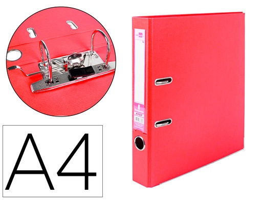 [2032063] LIDERPAPEL - ARCHIVADOR DE PALANCA A4 DOCUMENTA FORRADO PVC CON RADO LOMO 52MM ROJO COMPRESOR METALICO (Ref.AY07)