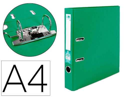 [2032064] LIDERPAPEL - ARCHIVADOR DE PALANCA A4 DOCUMENTA FORRADO PVC CON RADO LOMO 52MM VERDE COMPRESOR METALICO (Ref.AY08)