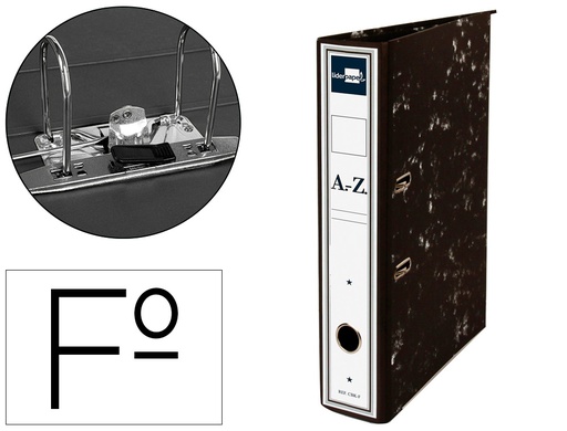 [2049753] LIDERPAPEL - Archivador de palanca folio classic carton entrecolado con rado lomo 52mm negro compresor metalico (Ref. AY02)