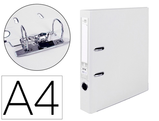 [2072786] LIDERPAPEL - ARCHIVADOR DE PALANCA A4 DOCUMENTA FORRADO PVC CON RADO LOMO 52MMBLANCO COMPRESOR METALICO (Ref.AY18)