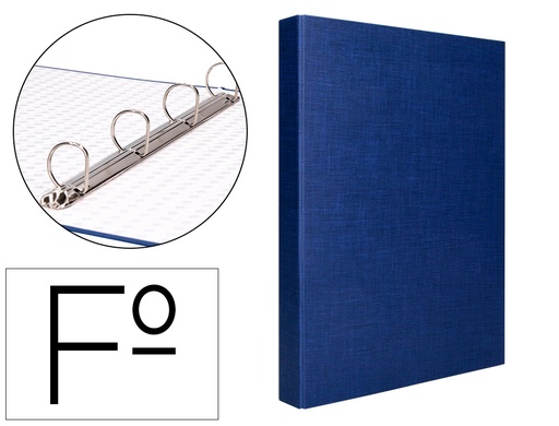 [2025561] LIDERPAPEL - CARPETA DE 4 ANILLAS 25MM MIXTAS FOLIO Cartón FORRADO PAPER COAT AZUL (Ref.CA19)