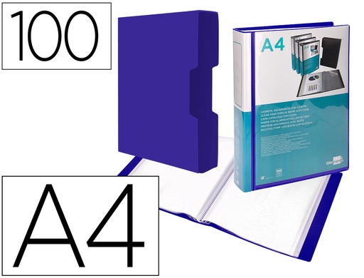 [2020969] LIDERPAPEL - CARPETA ESCAPARATE 37862 100 FUNDAS POLIPROPILENODIN A4 AZUL CON CAJETIN (Ref.CJ64)