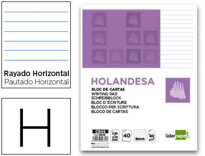 [2000656] LIDERPAPEL - BLOC DE CARTAS RAYADO HOLANDESA 40 HOJAS 60G/M2 (Ref.CR05)