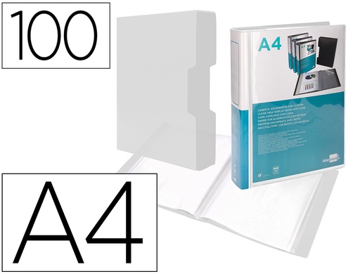 [2011052] LIDERPAPEL - Carpeta personaliza 100 fundas polipropilenodin A4 transparente con cajetin (Ref. JC10)