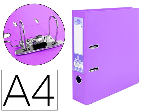 [2079691] LIDERPAPEL - ARCHIVADOR DE PALANCA A4 DOCUMENTA FORRADO PVC CON RADO LOMO 75 MM LILA COMPRESOR METALICO (Ref.AZ74)