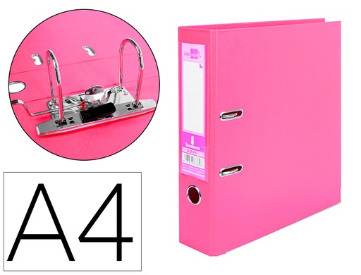 [2079692] LIDERPAPEL - ARCHIVADOR DE PALANCA A4 DOCUMENTA FORRADO PVC CON RADO LOMO 75 MM ROSA COMPRESOR METALICO (Ref.AZ75)