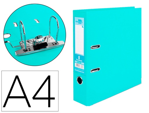 [2079693] LIDERPAPEL - ARCHIVADOR DE PALANCA A4 DOCUMENTA FORRADO PVC CON RADO LOMO 75 MM VERDE CLARO COMPRESOR (Ref.AZ76)