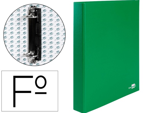 [2025302] LIDERPAPEL - CARPETA DE 2 ANILLAS 25MM MIXTAS FOLIO Cartón FORRADO PAPER COAT COMPRESOR PLASTICO VERDE (Ref.CA18)