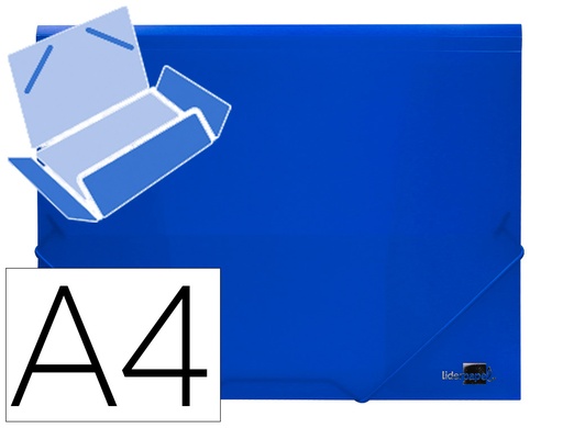 [2019994] LIDERPAPEL - CARPETA GOMAS SOLAPAS 34962 POLIPROPILENO DIN A4 AZUL TRANSPARENTE (Ref.CG69)