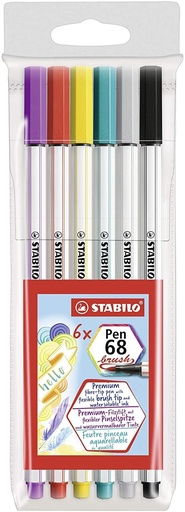 [9936379] STABILO - ROTULADOR FIBRA PEN 68 BRUSH PUNTA PINCEL BLISTER de 6 (Ref.568/06-11)