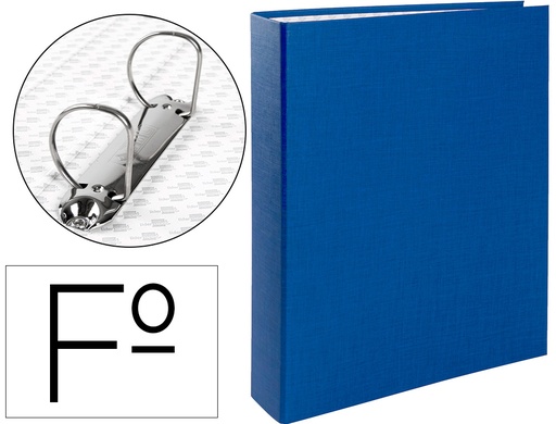[2025308] LIDERPAPEL - CARPETA DE 2 ANILLAS 40MM MIXTAS FOLIO Cartón FORRADO PAPER COAT COMPRESOR PLASTICO AZUL (Ref.CH07)