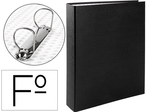 [2025305] LIDERPAPEL - CARPETA DE 2 ANILLAS 40MM MIXTAS FOLIO Cartón FORRADO PAPER COAT COMPRESOR PLASTICO NEGRA (Ref.CH08)