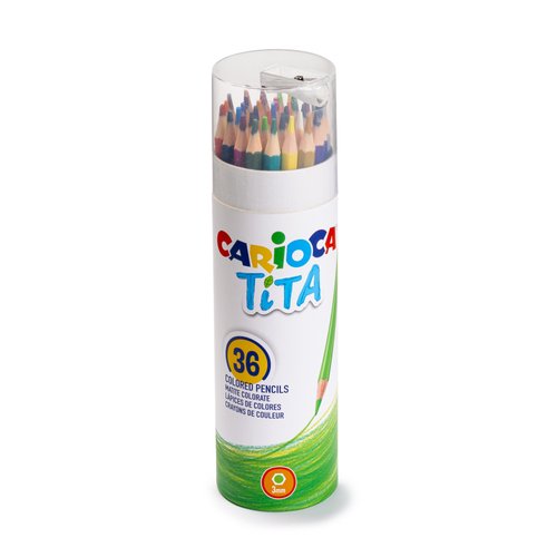 [2162757] CARIOCA - Lapices de colores tita mina 3 mm tubo metal 36 colores surtidos + Sacapuntas/Afilalapices (Ref. 43342)