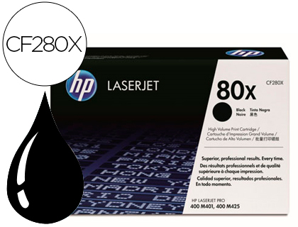 [9057710] HP ( HEWLETT PACKARD ) - Toner Laser ORIGINALES 80X Negro 6.900pg (Ref.CF280X)