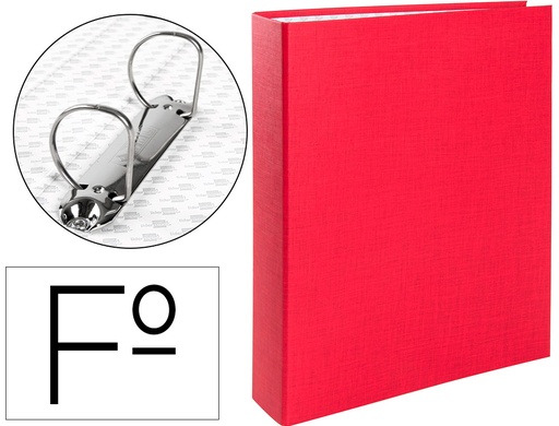 [2025307] LIDERPAPEL - CARPETA DE 2 ANILLAS 40MM MIXTAS FOLIO Cartón FORRADO PAPER COAT COMPRESOR PLASTICO ROJA (Ref.CH09)