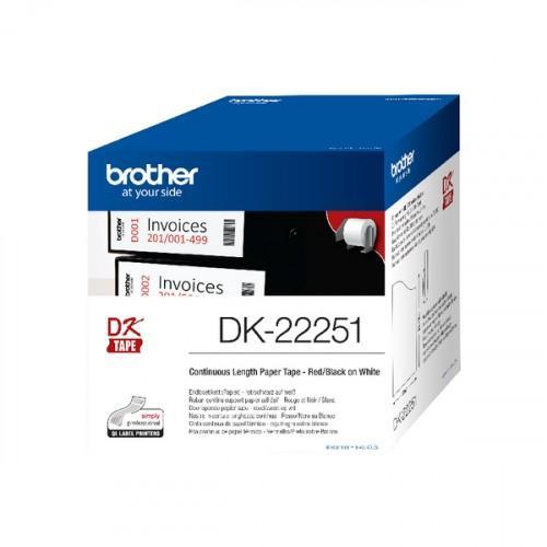 [1919522] BROTHER - cinta contínua blanca papel térmico con impresión negro y rojo 62mm 15,24m (Ref.DK22251)