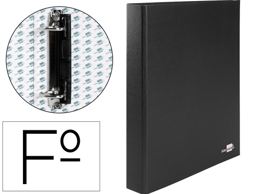 [2025301] LIDERPAPEL - CARPETA DE 2 ANILLAS 25MM MIXTAS FOLIO Cartón FORRADO PAPER COAT COMPRESOR PLASTICO NEGRA (Ref.CA16)