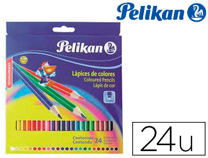 [9090238] PELIKAN - Lapices de colores hexagonales 24 colores caja de carton (Ref. 724013)