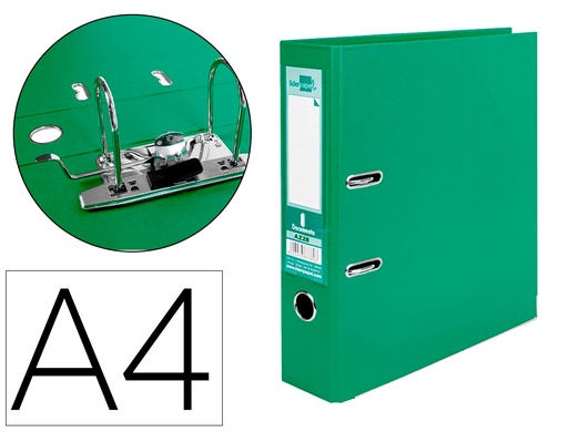 [2032058] LIDERPAPEL - ARCHIVADOR DE PALANCA A4 DOCUMENTA FORRADO PVC CON RADO LOMO 75MM VERDE COMPRESOR METALICO (Ref.AZ28)