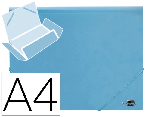 [2010906] LIDERPAPEL - Carpeta gomas solapas polipropileno din A4 celeste opaco (Ref. GC17)