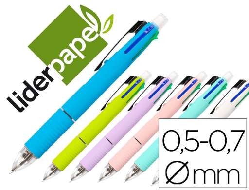 [2072697] LIDERPAPEL - BOLIGRAFO 5 EN 1 AZUL NEGRO ROJO VERDE 0,7M Y PORTAMINAS 0,5MM (Ref.BW01)