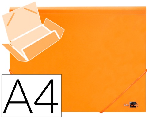 [2010904] LIDERPAPEL - Carpeta gomas solapas polipropileno din A4 naranja fluor opaco (Ref. GC15)