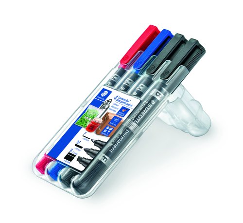 [9940435] STAEDTLER - MARCADOR PERMANENTE 348 LUMOCOLOR DUO CONICO BOX de 4 (3 Udads. 248 color -2,-3-9; 1 Udad. 348 B-9) (Ref.348 SWP4)