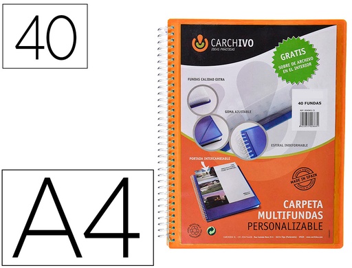 [2159874] CARCHIVO - Carpeta archivex polipropileno canguro escaparate con espiral 40 fundas cierre gomas din a4 (Ref. 53044052)