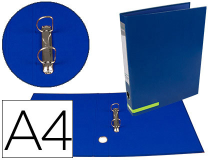 [2077599] LIDERPAPEL - CARPETA DE 2 ANILLAS 25 MM MIXTAS A4 FORRADO COLOR SYSTEM CON OLLADO Y TARJETERO AZUL (Ref.AY24)