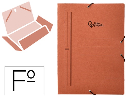 [2001368] LIDERPAPEL - CARPETA GOMAS FOLIO 3 SOLAPAS Cartón COMPACTO CUERO (Ref.CG16)