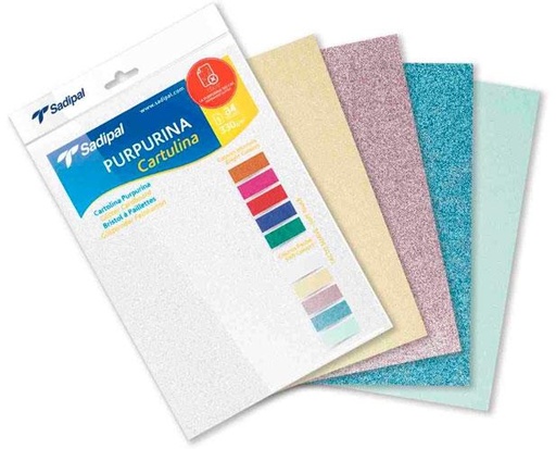 [9934991] SADIPAL - CARTULINA PURPURINA A4 330g SURTIDO COLORES PASTEL PAQUETE de 5
(Blanco, Amarillo, Verde claro, Azul claro, Rosa) (Ref.20315)