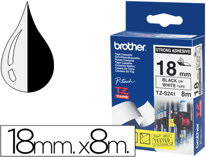 [9046876] BROTHER - Cinta Rotuladora LAMINADA BK/WH 8M 18MM (Ref.TZES241)