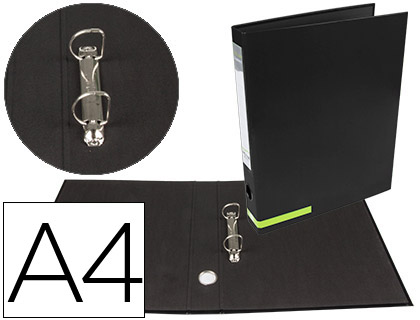 [2077596] LIDERPAPEL - CARPETA DE 2 ANILLAS 25 MM MIXTAS A4 FORRADO COLOR SYSTEM CON OLLADO Y TARJETERO NEGRO (Ref.AY21)