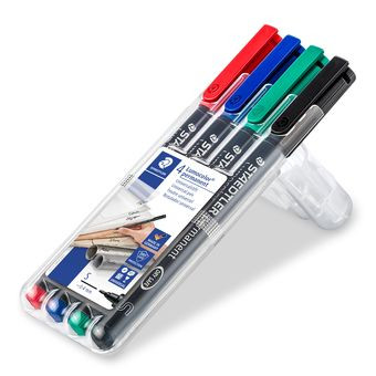 [1733465] STAEDTLER - Marcador permanente Lumocolor Est.4 ud Trazo 0,4 mm Punta superfina Colores surt. (Ref.313WP4)