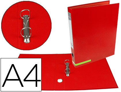 [2077598] LIDERPAPEL - CARPETA DE 2 ANILLAS 25 MM MIXTAS A4 FORRADO COLOR SYSTEM CON OLLADO Y TARJETERO ROJO (Ref.AY23)