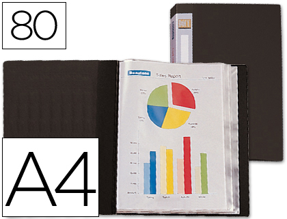 [2052256] LIDERPAPEL - CARPETA ESCAPARATE 31765 80 FUNDAS POLIPROPILENO DIN A4 NEGRA LOMO PERSONALIZABLE (Ref.CJ53)
