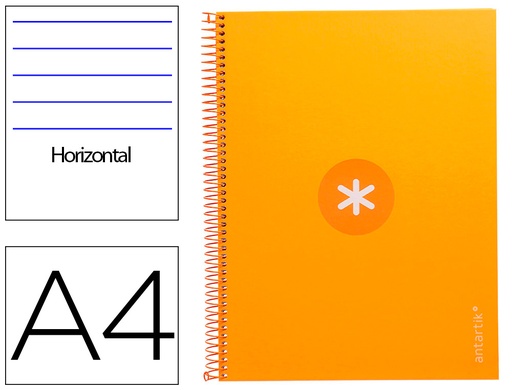[2162143] ANTARTIK - Cuaderno espiral liderpapel A4 micro tapa forrada80h 90 gr horizontal 1 banda 4 taladros color mostaza (Ref. KB31)